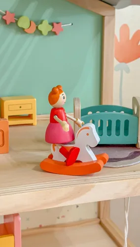 Vista 9 de Juego de muebles de casa de muñecas de madera gigante de 26 piezas Kitchen, Living Room, Bedroom, Bathroom, Babyroom, Candy Dollhouse Accessories
