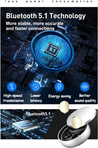 Vista 4 de Auriculares invisibles pequeños, mini, inalámbricos, Bluetooth, discretos, para música, hogar, trabajo
