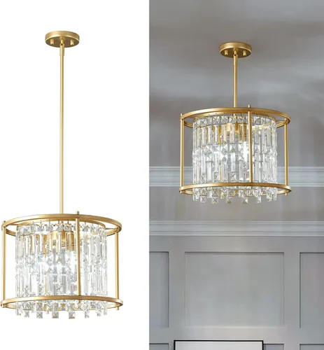 Vista 32 de LMQNINE Modernas lámparas colgantes negras para isla de cocina, lámpara de araña de cristal, iluminación colgante ajustable de granja para comedor
