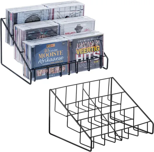 Vista 8 de MyGift Soporte de exhibición de CD, torre de estante de CD, soporte de DVD de 3 niveles, almacenamiento de caja de joyas de disco compacto de mesa