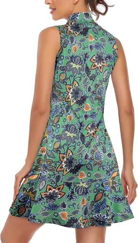 Vista 2 de Cucuchy Vestido de golf y tenis para mujer, sin mangas, atlético, para entrenamiento