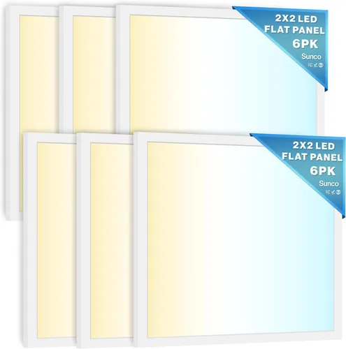 Vista 8 de Sunco Paquete de 6 Luces de Panel Plano LED de 1x2, CCT Dual Seleccionable 3500K/4000K/5000K y Potencia Seleccionable 16W/18W/20W, 2000 LM, Triac