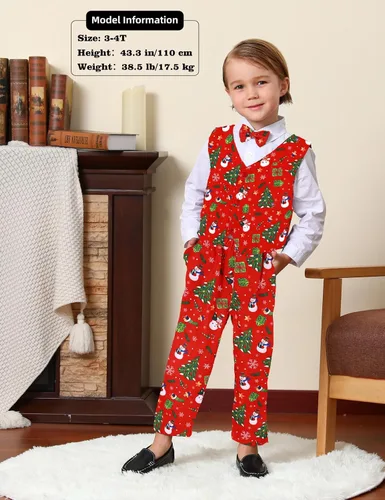Vista 44 de A&J DESIGN Conjunto de traje de caballero para niños pequeños, 3 piezas, camisas, chaleco y pantalones