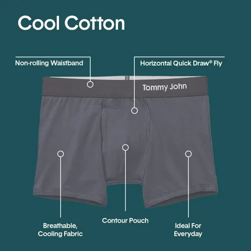 Vista 4 de Tommy John Mens Underwear Cool Cotton Trunk with Contour Pouch and Shorter 4" Inseam Comfortable Underwear
