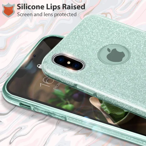 Vista 2 de Carcasa para iPhone X (2017), con brillantina, brillo de cristal de MATEPROX , Verde