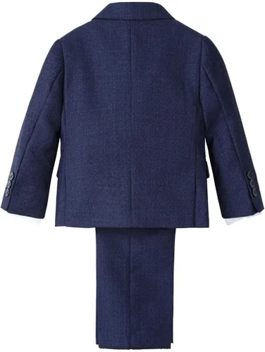 Vista 2 de Dressy Daisy Conjunto de traje de esmoquin de 5 piezas para niños, atuendo formal con blazer y chaleco para bebés, niños pequeños y niños, azulazul