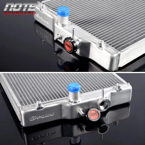 Vista 4 de PIT66 Radiador de aluminio de 2 filas de 42mm, compatible con Honda Civic B16A B18C Tipo R de 92-00 (entrada/salida de 32mm)