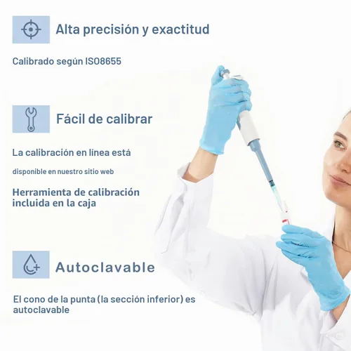 Vista 5 de ONiLAB Micropipeta de laboratorio, pipeta ajustable de un solo canal, 0.1-2.5ul