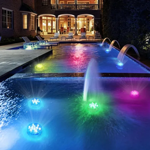 Vista 5 de Qoolife - Luz sumergible para piscina, luz de disco impermeable IP68