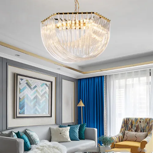 Vista 3 de Chandelier Light, Novel Decorated Gold Chandelier Metal LED Pendant Lights Retro Loft Adjustable Chain Hanging Lamp Living Room Lustre Lamparas