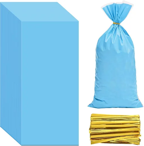 Vista 11 de Lecpeting 100 bolsas de celofán, bolsas de plástico para dulces con lazos giratorios para envoltura de regalo, cumpleaños, boda, baby shower