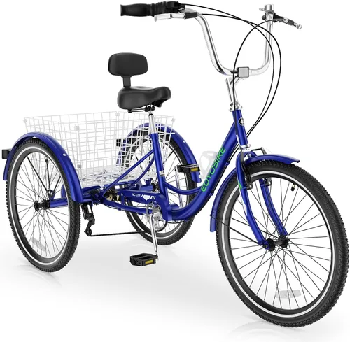 Vista 10 de MOPHOTO Triciclos para adultos, tres ruedas, bicicleta de crucero de 7 velocidades, triciclos para adultos de 20/24/26 pulgadas, ruedas bajas
