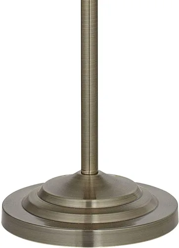 Vista 5 de Regency Hill, lámpara de pie de latón envejecido Montebello Shabby Chic Standing Pole Antique Gold Metal Off White Bell Shade Candelabra Decor for