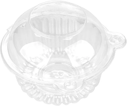 Vista 7 de i-CHONY Soporte individual para cupcakes, cúpula de plástico transparente, portador de magdalenas, contenedores para magdalenas, cajas (50 unidades)
