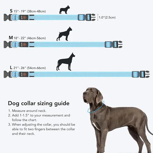 Vista 4 de Weesiber Collares de perro con luz LED, collar recargable con luces LED, luces reflectantes ajustables para perros para caminar por la noche