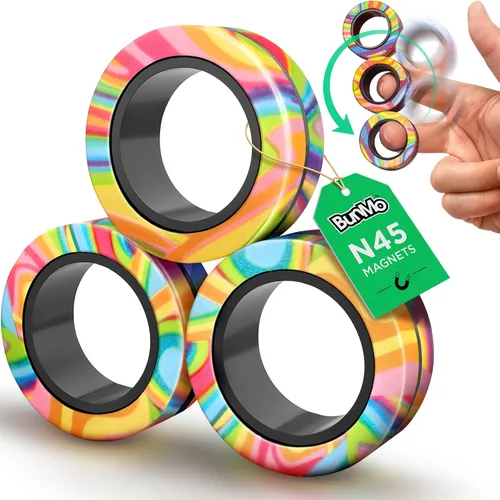 Vista 7 de BunMo Anillos magnéticos negros – Imanes mejorados de grado N45, sin BPA, compacto y silencioso juguete para ansiedad para adultos y adolescentes