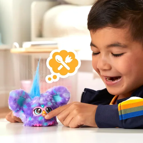 Vista 7 de Furby Furblets Groo-Vee Amigo Mini, más de 45 sonidos y música, habla solo Furbish, juguetes de peluche electrónicos, morado, regalos