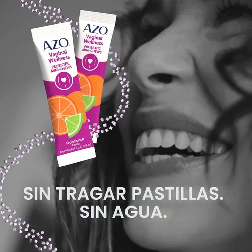 Vista 4 de AZO Mini-masticables probióticos vaginales para mujeres, sabor a ponche