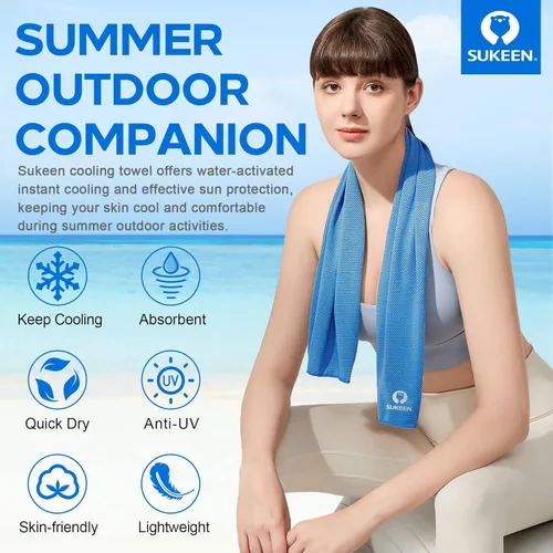 Vista 2 de Sukeen Paquete de 4 toallas refrescantes (40 x 12 pulgadas), envolturas refrescantes para el cuello, toalla de hielo, toalla fría suave