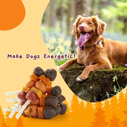 Vista 7 de Jungle Calling Golosinas para Perros, Aperitivos Kabob para Perros Multisabor, Kabobs Comestibles para Perros, Hechos con Pollo, Pato, Carne de Res
