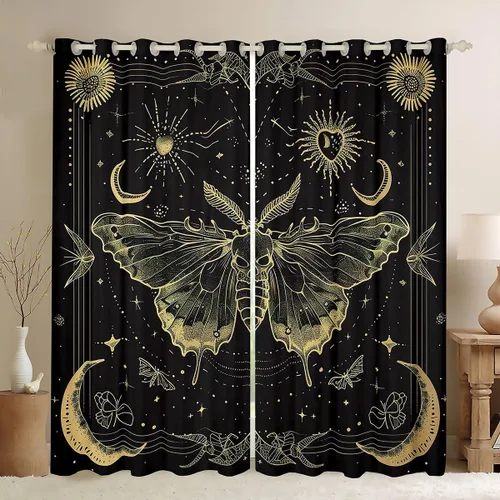 Vista 14 de Feelyou Cortinas opacas con estampado de leopardo para dormitorio, sala de estar, safari, cortinas de oscurecimiento de habitación con purpurina