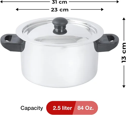 Vista 2 de KSJONE Olla de acero inoxidable, olla de leche de doble pared con silbato y embudo, plata (2.5 cuartos de galón)