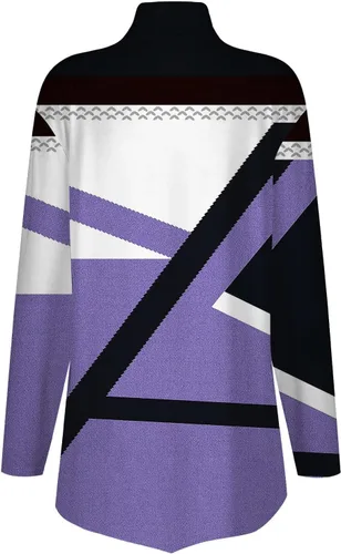 Vista 4 de RMXEi Blusas para mujer, cuello alto, manga larga, dobladillo irregular, blusas casuales de invierno, blusas holgadas