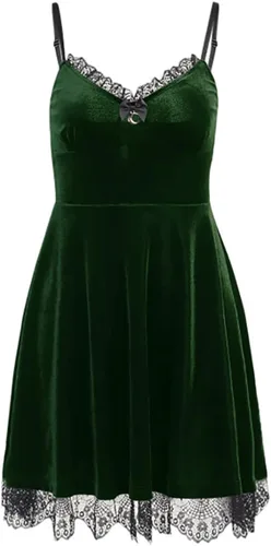 Vista 2 de TSMNZMU Womens Gothic Lolita Dress Velvet Moon Camisole Dresses Sleeveless Punk Grunge Emo Dress Goth Alt Witchy Fairy Dress