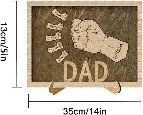 Vista 5 de regalo del día del padre, regalo de papá personalizado, puño personalizado firma de la huella de mano, cumpleaños del abuelo. letrero de papá