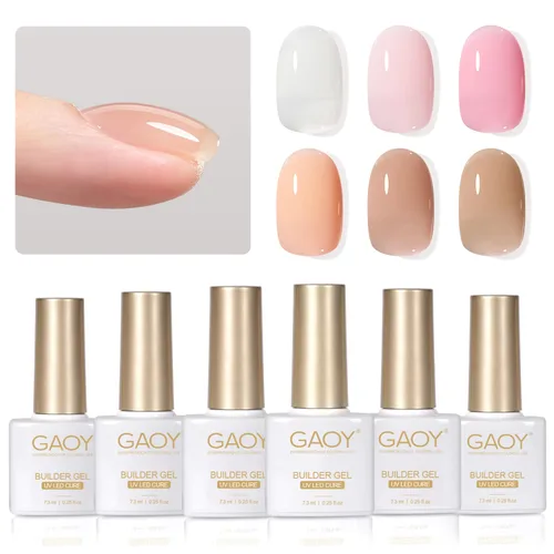 Vista 16 de GAOY - Gel de construcción para uñas, fortalecedor de uñas de 16ml en una botella, gel duro para extensión de uñas, esmalte de uñas de secado al UV