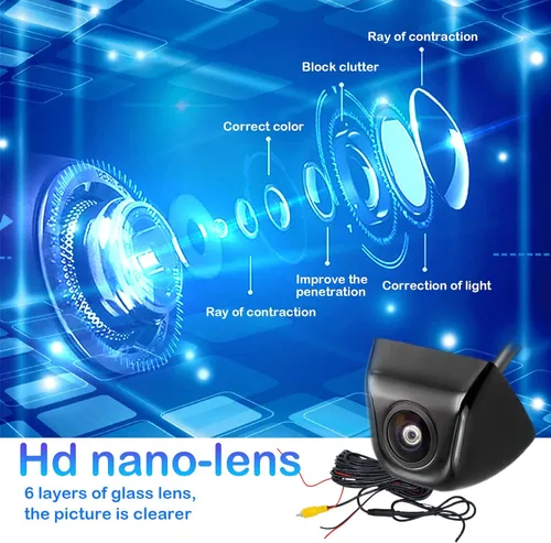Vista 5 de jeseny Paquete de 1 cámara de respaldo HD para automóvil, IP69, impermeable, visión nocturna, retrovisor, retrovisor, retrovisor, 170°, ajustable