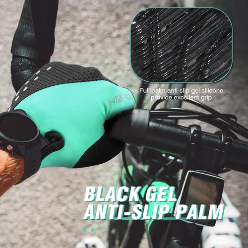 Vista 5 de Guantes de ciclismo para hombres y mujeres con almohadilla antideslizante que absorbe los golpes, peso ligero, ajuste agradable, guantes