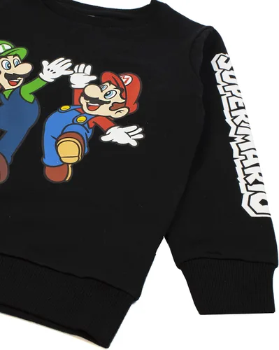 Vista 5 de SUPER MARIO Sudadera Luigi Character Gamers - Sudadera de manga larga para niños Negro