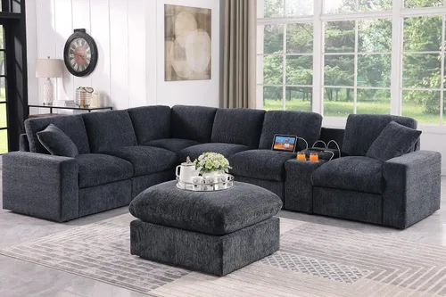 Vista 44 de Ball & Cast - Sofá modular en forma de L de 147 pulgadas para sala de estar con diván reversible y cojines de respaldo extraíbles, juego de sofá