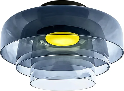 Vista 12 de Jowjut Luces de Techo de Montaje al Ras 1-Luz Cristal Gris Luces de Montaje al Ras 2-Capas Pantalla Mediados del Siglo Isla de Cocina Lámparas