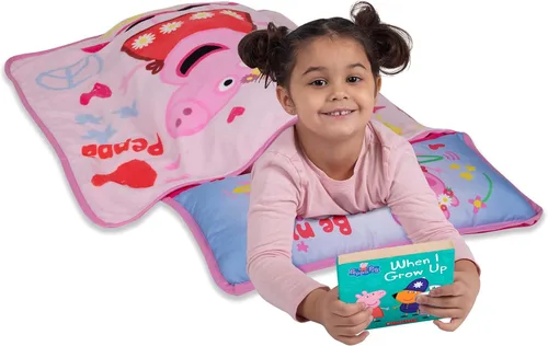 Vista 4 de NoJo Peppa Pig I'm so Happy Toddler Nap Mat - Includes Attached Pillow and Fleece Blanket