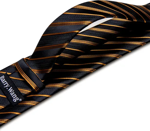 Vista 336 de Barry.Wang Juego de corbatas para hombre, corbata de seda a rayas, tejido a cuadros, gemelos formales, negocios, boda