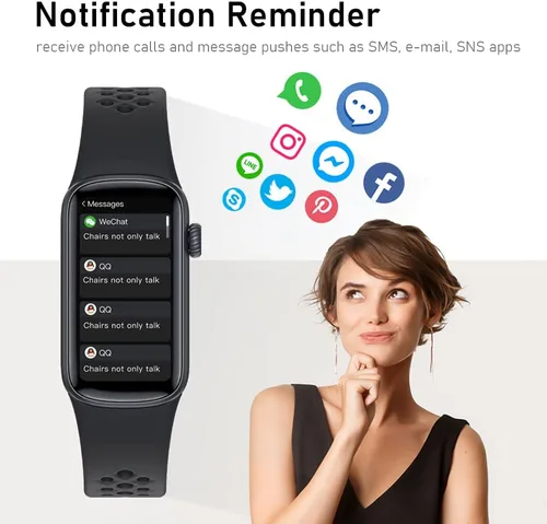 Vista 6 de Reloj de contador de pasos para hombres y mujeres, relojes inteligentes Laides, notificación de mensajes, IP68, impermeable, rastreador
