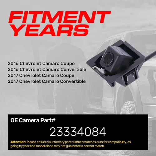 Vista 2 de Master Tailgaters Repuesto para Chevrolet Camaro Coupe/Convertible (2016-2017) Cámara de respaldo OE N.º de pieza 23334084