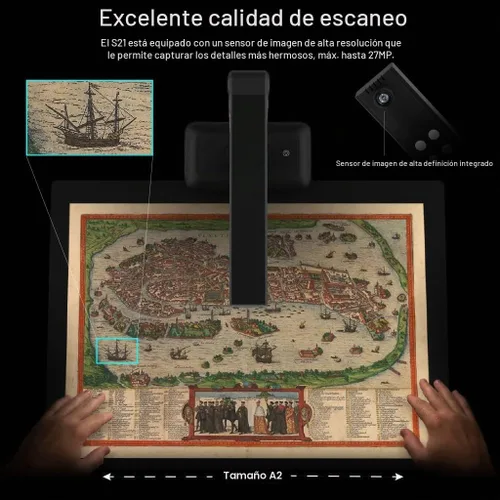 Vista 4 de VIISAN Escáner de libros y documentos de gran formato, tamaño de captura A2/A3, cámara de documentos USB de 26 MP con aplanamiento automático