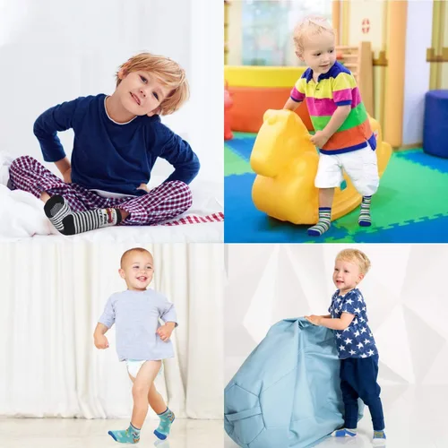 Vista 2 de SkiBeaut Calcetines antideslizantes para niños y niñas de 1 a 7 años, 12 pares de calcetines para niños y niñas