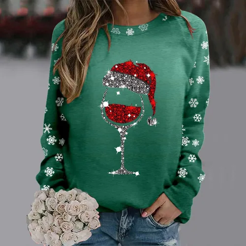 Vista 2 de SNKSDGM Sudadera de manga larga raglán con estampado de árbol de Navidad de leopardo para mujer, cuello redondo, raglán, sin botones