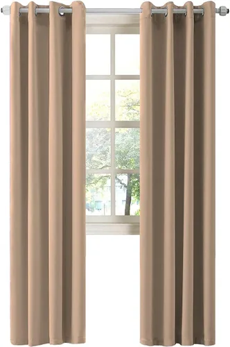 Vista 12 de LA PALMA Cortinas opacas con aislamiento térmico y ojales, para sala de estar, dormitorio, paquete de 2 paneles