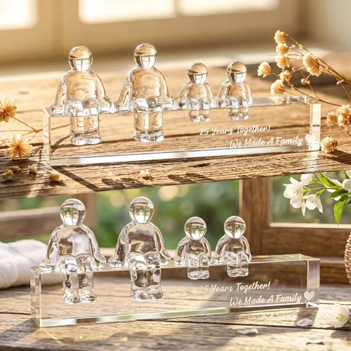 Vista 3 de Ornalrist Regalos de cristal de aniversario de boda de plata para esposa, 25 años juntos hicimos un recuerdo de decoración de cristal familiar