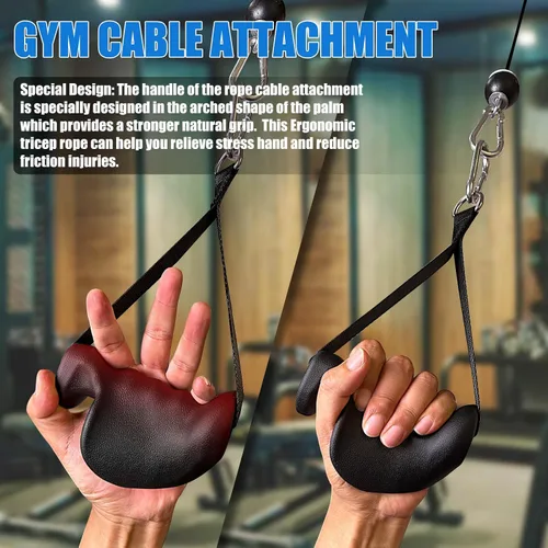 Vista 3 de BLUSLM Accesorios de tríceps con cuerda ergonómica, accesorios de cable para tríceps extra largos de 27, 32, 40 y 47 pulgadas mejorados