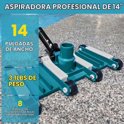 Vista 7 de POOLWHALE - Kit de limpieza de piscina con aspiradora, red de piscina y cepillo con poste Pool Leaf SKimmer Rake Net and Pole, Pool Vacuum Head
