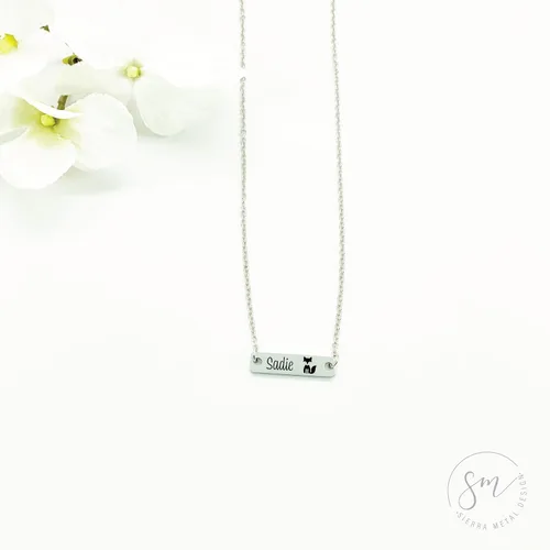 Vista 3 de Collar personalizado de barra para niña, joyería de zorro, regalo de Navidad para hija, regalo de cumpleaños, collar de zorro, regalo personalizado
