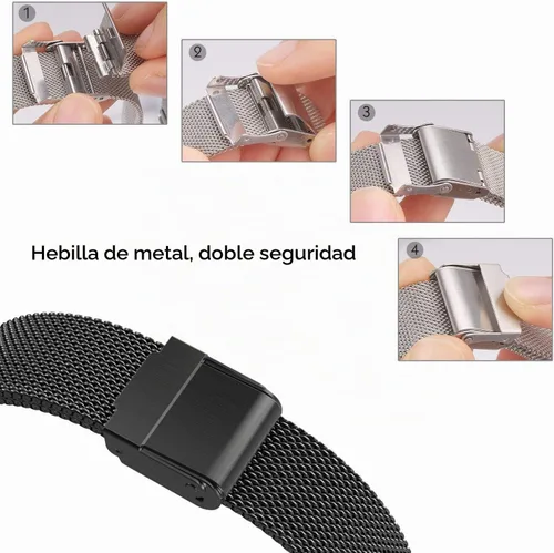 Vista 4 de ViCRiOR Compatible con Amazfit Active 2/GTS 4 Mini/GTS 4 /GTS 3/GTS 2/2 Mini/2e, paquete de 2 correas de malla de acero inoxidable de repuesto