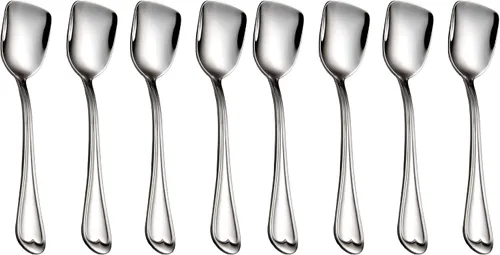 Vista 8 de Cucharas de postre, cuchara cuadrada de acero inoxidable 18/10, juego de 4