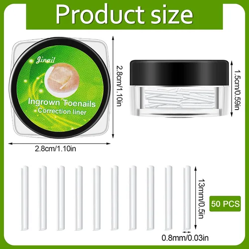 Vista 2 de Tiras correctoras de uñas encarnadas profesionales, 50 tiras correctoras de uñas encarnadas, tiras curvadas para enderezar las uñas del pie, clips